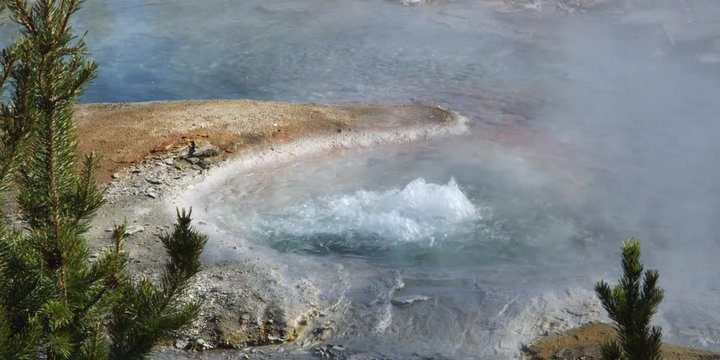 Twin Geysers bubbling at Yellowstone National Park in Wyoming