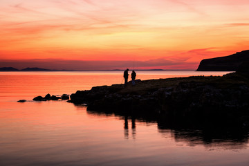 Naklejka na ściany i meble Sunset Fishing, Isle of Skye, Scotland