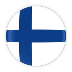 Finnish Flag Button - Flag of Finland Badge 3D Illustration