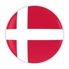 Danish Flag Button - Flag of Denmark Badge 3D Illustration