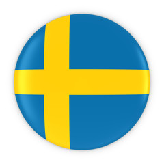 Swedish Flag Button - Flag of Sweden Badge 3D Illustration