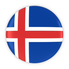 Icelandic Flag Button - Flag of Iceland Badge 3D Illustration