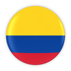 Colombian Flag Button - Flag of Colombia Badge 3D Illustration