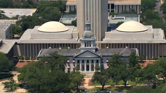 Aerial view of the Florida State Capitol building in Tallahassee. Shot in 2007.