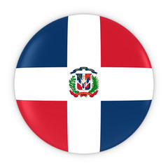 Dominican Flag Button - Flag of the Dominican Republic Badge 3D Illustration