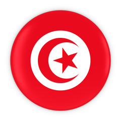 Tunisian Flag Button - Flag of Tunisia Badge 3D Illustration