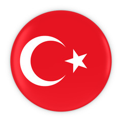 Turkish Flag Button - Flag of Turkey Badge 3D Illustration