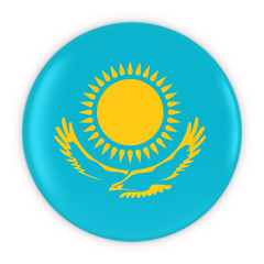 Kazakhstani Flag Button - Flag of Kazakhstan Badge 3D Illustration
