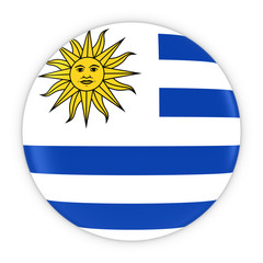 Uruguayan Flag Button - Flag of Uruguay Badge 3D Illustration