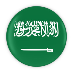 Saudi Arabian Flag Button - Flag of Saudi Arabia Badge 3D Illustration