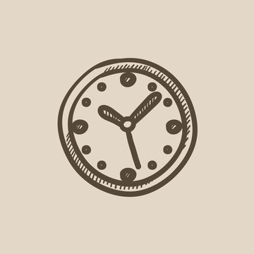 Wall clock sketch icon.