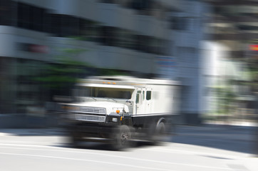Armored truck with  motion effect applied