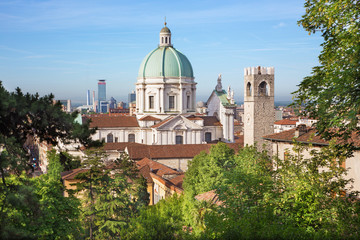 Fototapeta na wymiar Brescia - The Duomo in morning light.