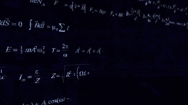 Physics indigo formulas. Chalkboard and wall writing.Good for sciense titles and background, news headline business intro screensaver and opener. School education presentation, diploma project.