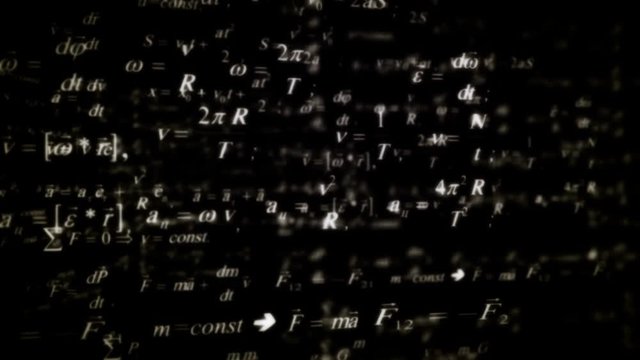 Parallax physics and math brown formulas. Good for sciense titles and background, news headline business intro screensaver and opener. School education presentation, diploma project.