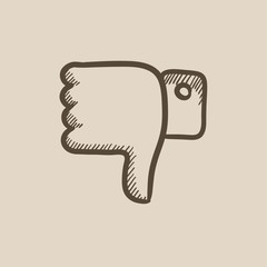 Thumbs down sketch icon.