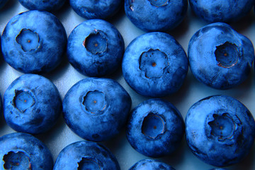 closeup of a bunch of fresh and delicate blueberries