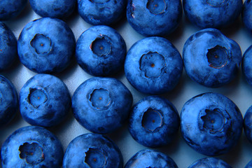 closeup of a bunch of fresh and delicate blueberries