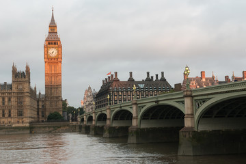 Fototapeta na wymiar Sunrise painting Big Ben Clock Tower and Parliament house at city of westminster, London England UK