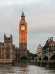 Fototapeta na wymiar Big Ben and bridge in London, UK