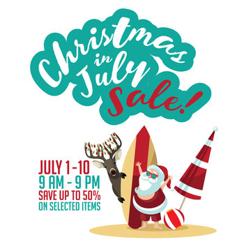 Christmas in July Sale marketing template. EPS 10 vector.