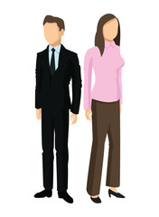 Couple of Woman and Man avatar icon. Businesspeople design. Vect