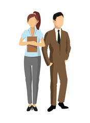 Couple of Woman and Man avatar icon. Businesspeople design. Vect