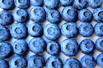 closeup of a bunch of fresh and delicate blueberries