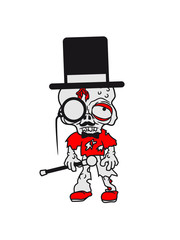 sir mr gentlemen cylindrical hat monokel glasses man stock fly suit mustache mustache zombie funny undead horror monster halloween