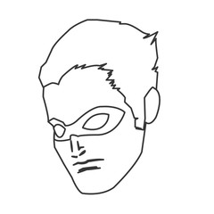 comic style male superheroe with mask icon