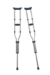 Adjustable Metal Crutches Isolated on White