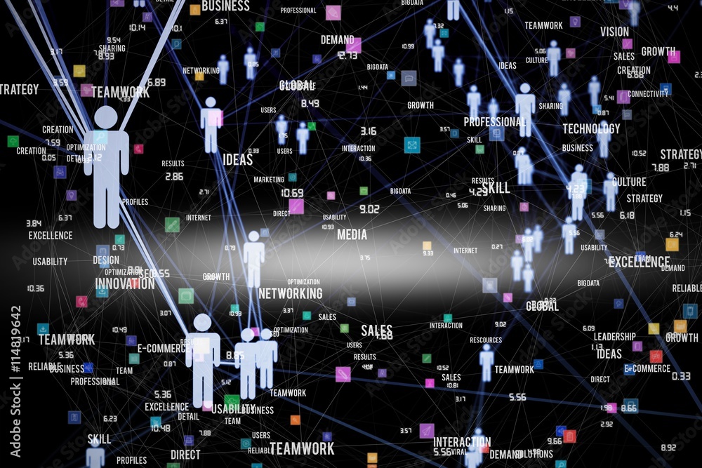 Poster composite image of sphere of skills and icons