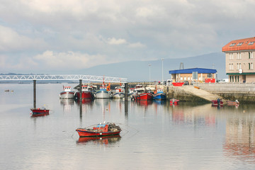 Fishing and aquaculture boats moored