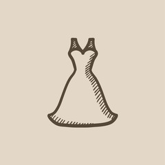 Wedding dress sketch icon.