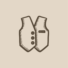 Waistcoat sketch icon.