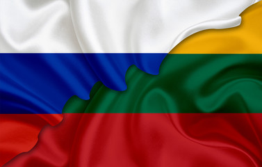 Obraz premium Flag of Russia and flag of Lithuania