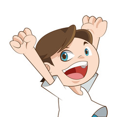 happy smiling boy with arms raised icon