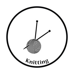 Yarn ball with knitting needles icon