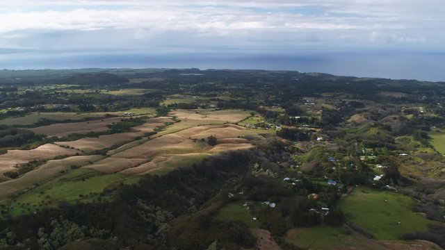Flying over rural landscape near Haiku, Hawaii. Shot in 2010.