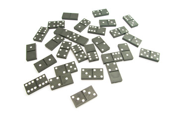 different plastic dominoes on white