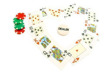 heart from cards and chips