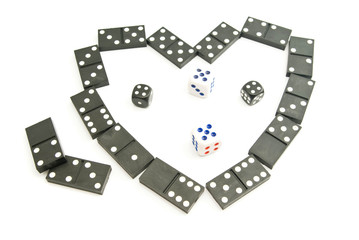 dominoes chips and dices