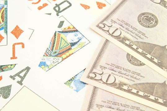 background of dollar banknotes and cards