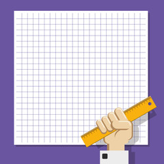 Hand holds straightedge