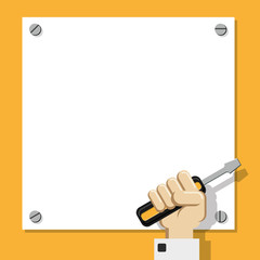 hand holds screwdriver