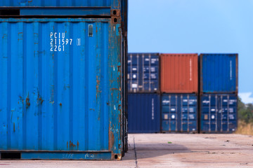 Blue Containers in cargo.