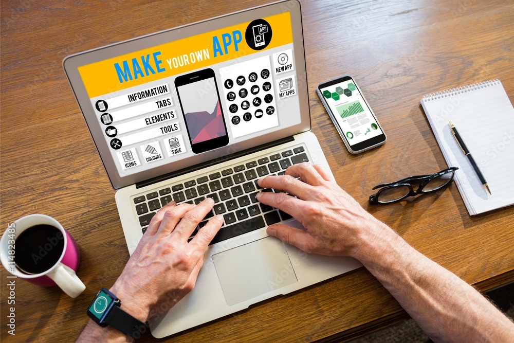 Aufkleber composite image of make your own app smartphone