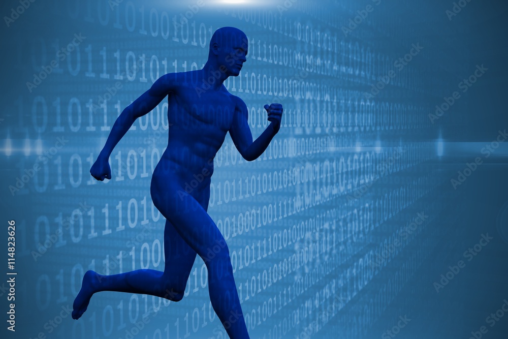 Poster composite image of blue character running