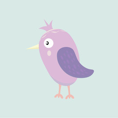 Cute purple bird in pastel colors.