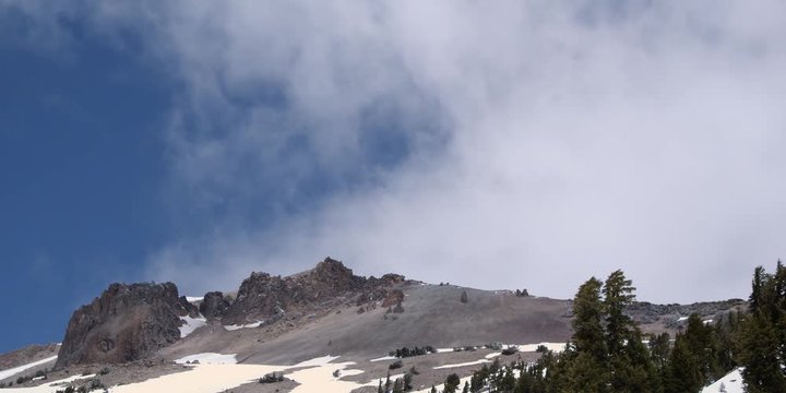 Time-lapse clouds above Mt. Lassen ridge in Lassen Volcanic National Park, California